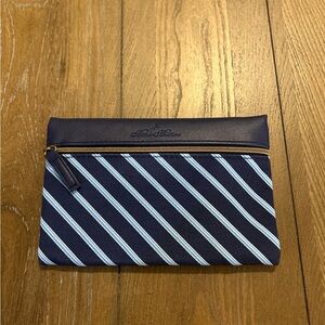 Brooks Brothers Navy and Light Blue Striped Cosmetic Bag